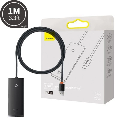Baseus Lite Series 4-Port Type-C HUB Adapter (Type-C to USB 3.0*4 ) 1m-Black